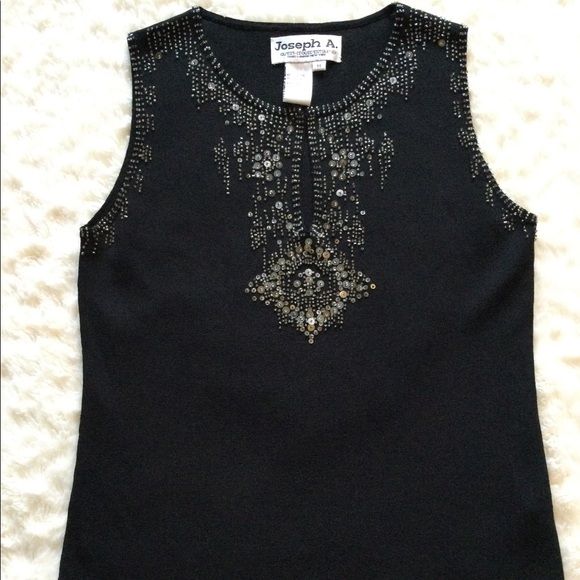 💎2xHP!💎 VINTAGE | Joseph A. | Exquisite Beaded Sequin Sleeveless Top - Picture 5 of 15